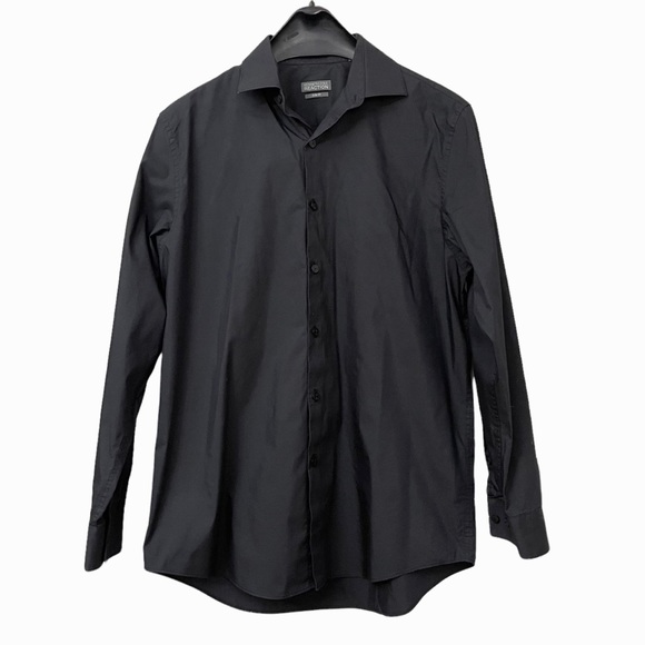 KENNETH COLE REACTION | BUTTON DOWN DRESS SHIRT | SLIM FIT | BLACK - Picture 2 of 6
